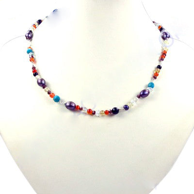 Multi-Gemstone Beaded Necklace | Colorful Stone Jewelry for Women
