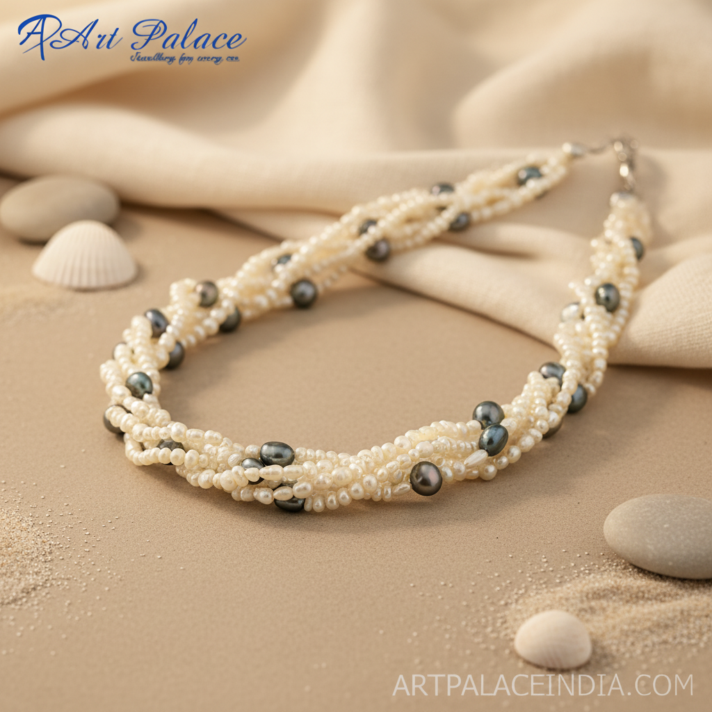 Pearl multi strand necklace for women | gemstone jewelry
