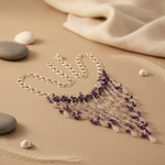 Load image into Gallery viewer, Amethyst &amp; Rose Quartz Waterfall Necklace | 925 Silver | For Women
