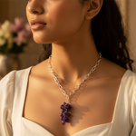 Load image into Gallery viewer, 925 Silver Grape Cluster Pendant Necklace | Purple Gemstone

