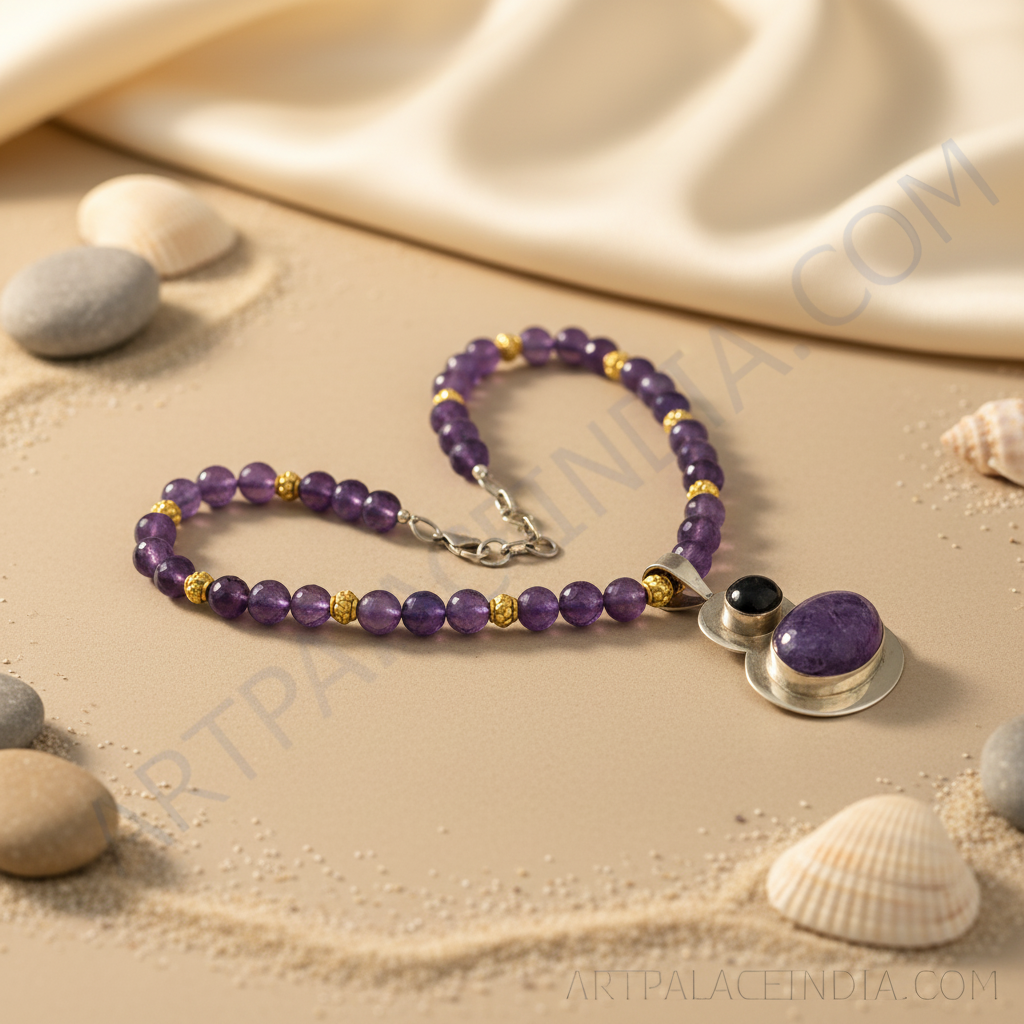 Amethyst bead necklace for women | gemstone jewelry