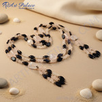 Load image into Gallery viewer, Rose Quartz &amp; Onyx Beaded Necklace | Gemstone Jewelry for Women
