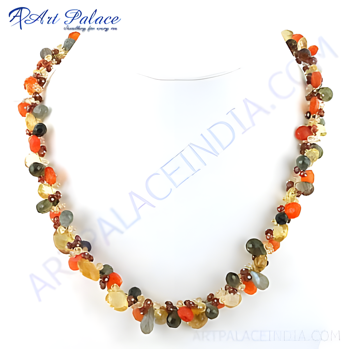 Colorful beaded necklace with various semi precious gemstones, perfect for any occasion