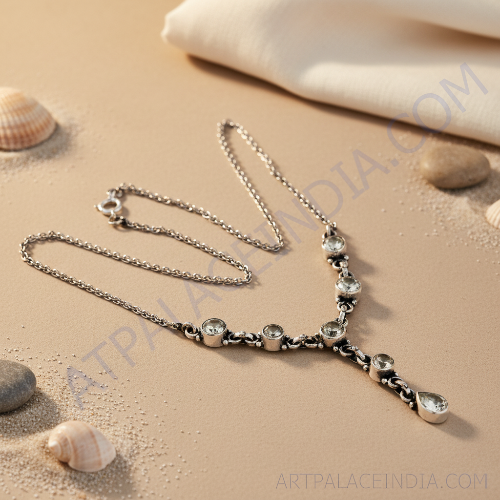 925 silver cubic zirconia necklace for women | daily wear