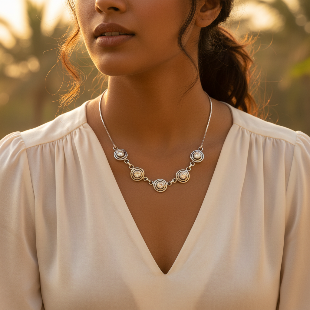 925 silver cubic zirconia circle necklace for women | gift