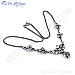 Load image into Gallery viewer, Sterling silver floral necklace with sparkling cubic zirconia stones on a white background, perfect for a gift.
