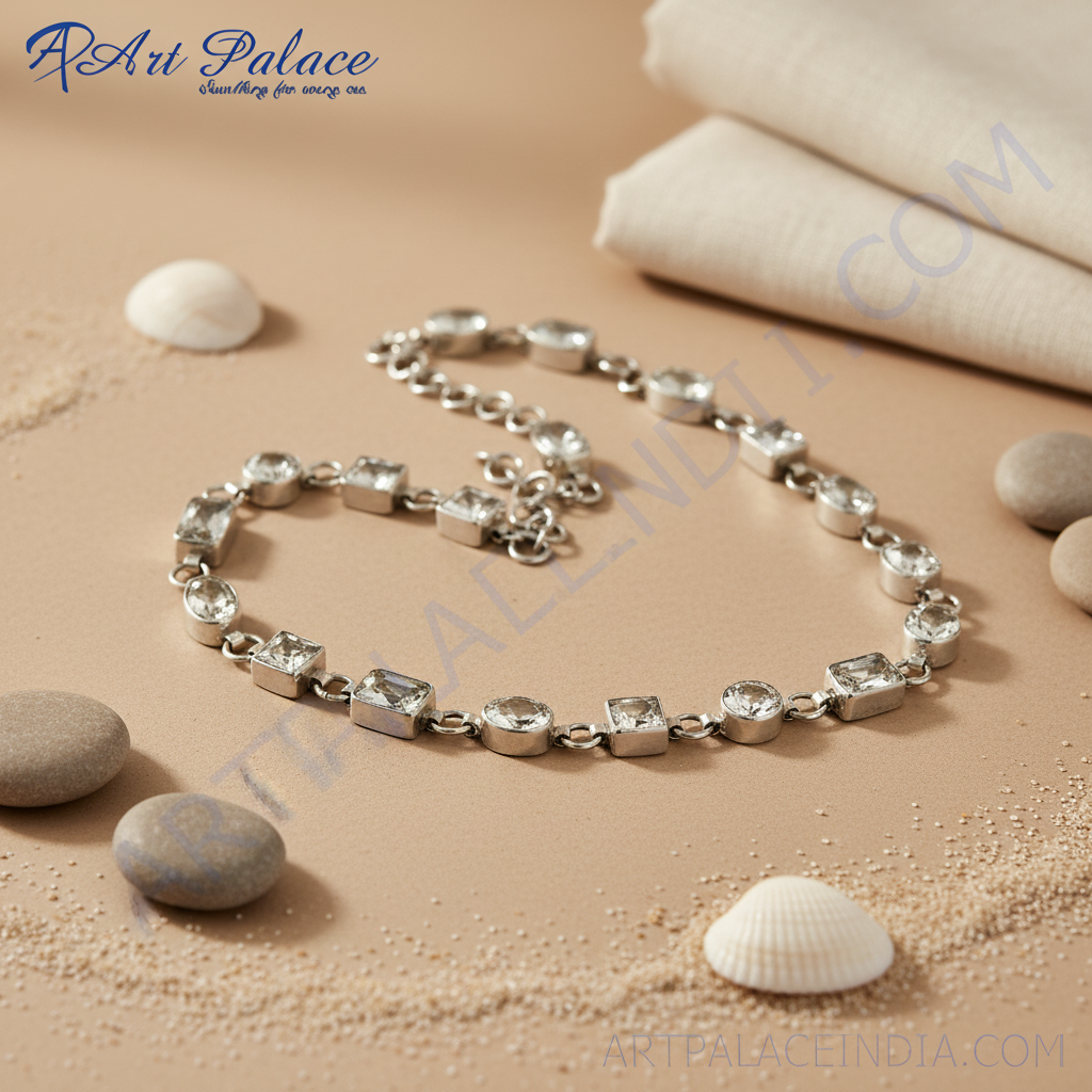 Silver Gemstone Chain Necklace for Women | Daily Wear Jewelry