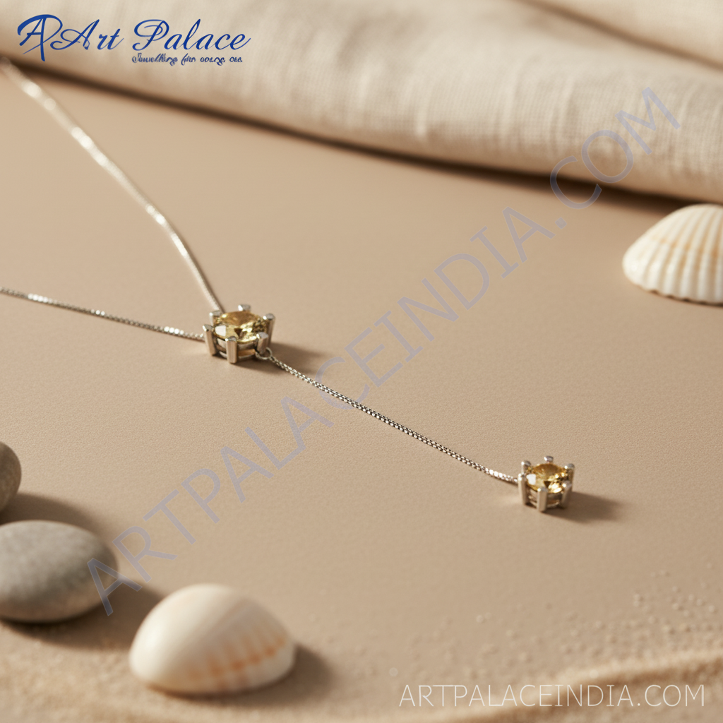 925 silver citrine y necklace for women | statement jewelry