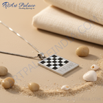 Load image into Gallery viewer, 925 Silver Checkered Pendant Necklace | Women&#39;s Jewelry Gift
