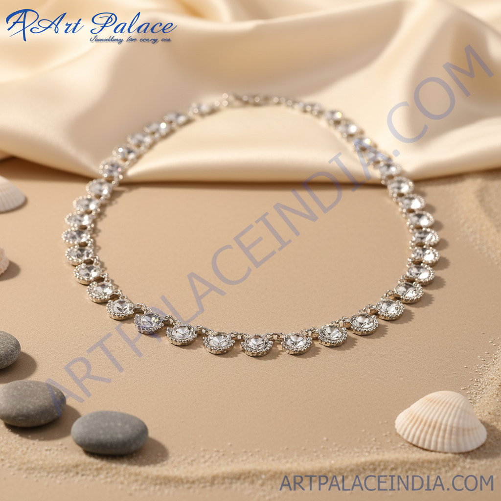 Silver Cubic Zirconia Necklace | Party Wear for Women