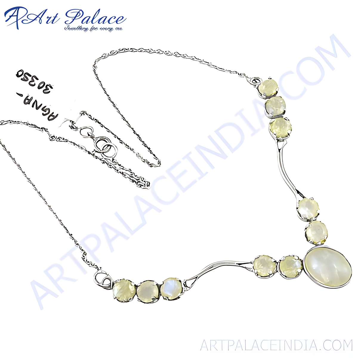 925 sterling silver necklace featuring moonstone gemstones, showcasing a curved, elegant design for women
