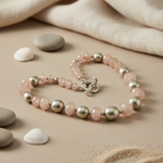 Load image into Gallery viewer, Rose Quartz &amp; Pearl Beaded Necklace | gold plating Accent | Women's Jewelry

