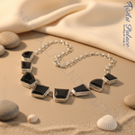 Load image into Gallery viewer, Silver Geometric Onyx Necklace for Women | Statement Jewelry
