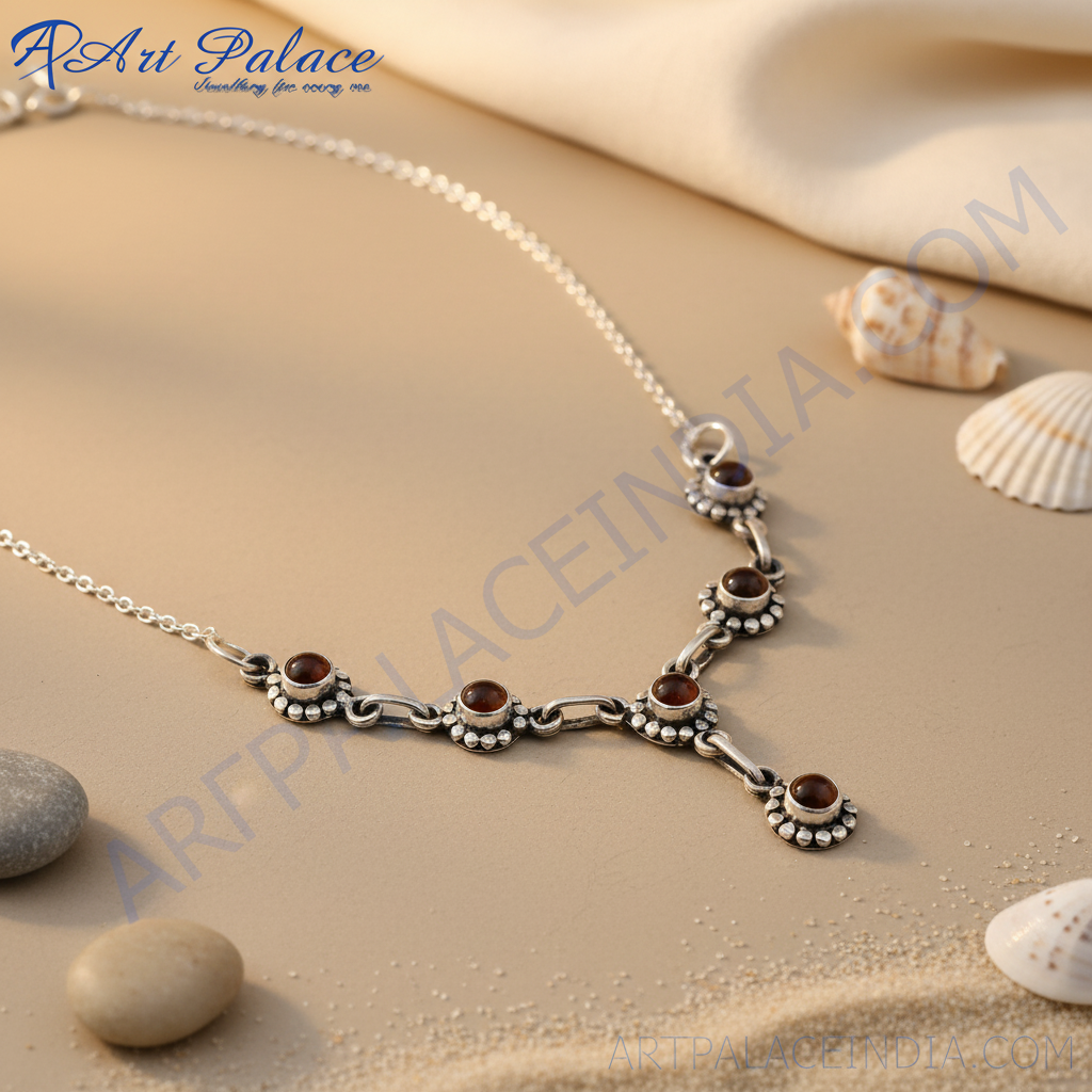 925 sterling silver garnet necklace for women | daily wear