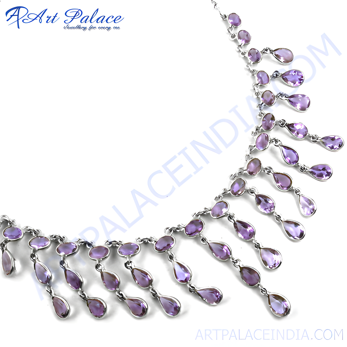 925 sterling silver amethyst teardrop necklace