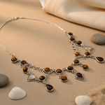 Load image into Gallery viewer, Tiger Eye Stone Necklace in 925 Silver for Women
