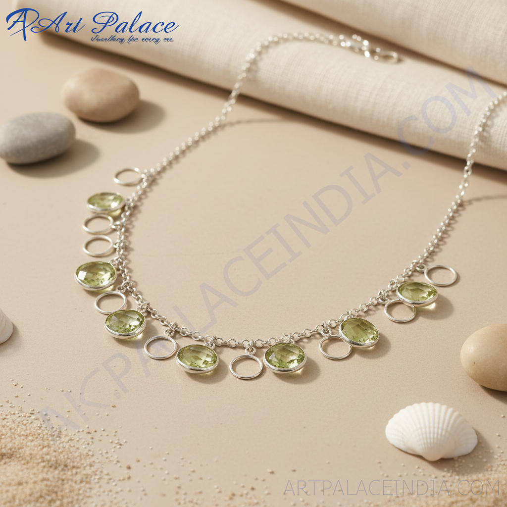 925 Silver Green Gemstone Necklace for Women | Gift Jewelry