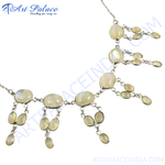 Load image into Gallery viewer, Moonstone silver dangle necklace, featuring light yellow gemstone drops, perfect for women's fashion jewelry.
