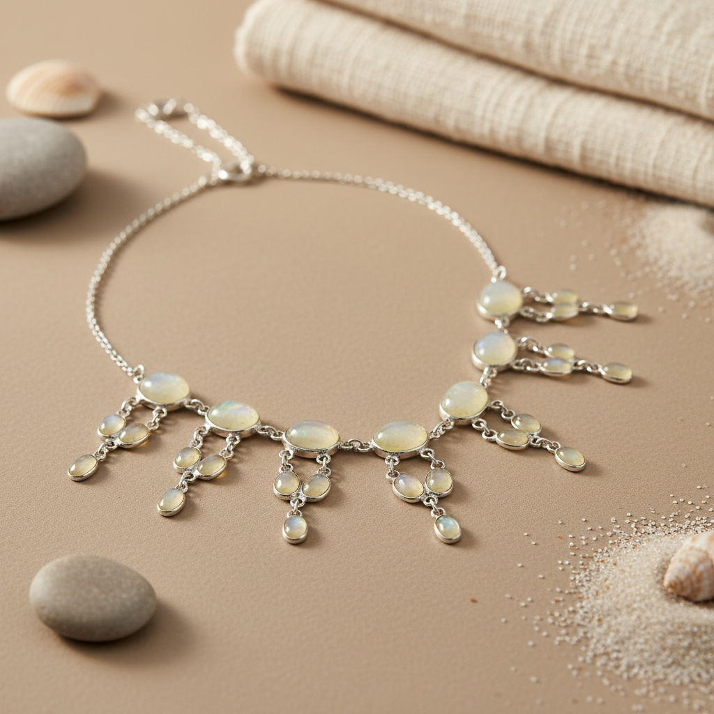 Moonstone Silver Necklace | Dangle Stone for Women | Gift