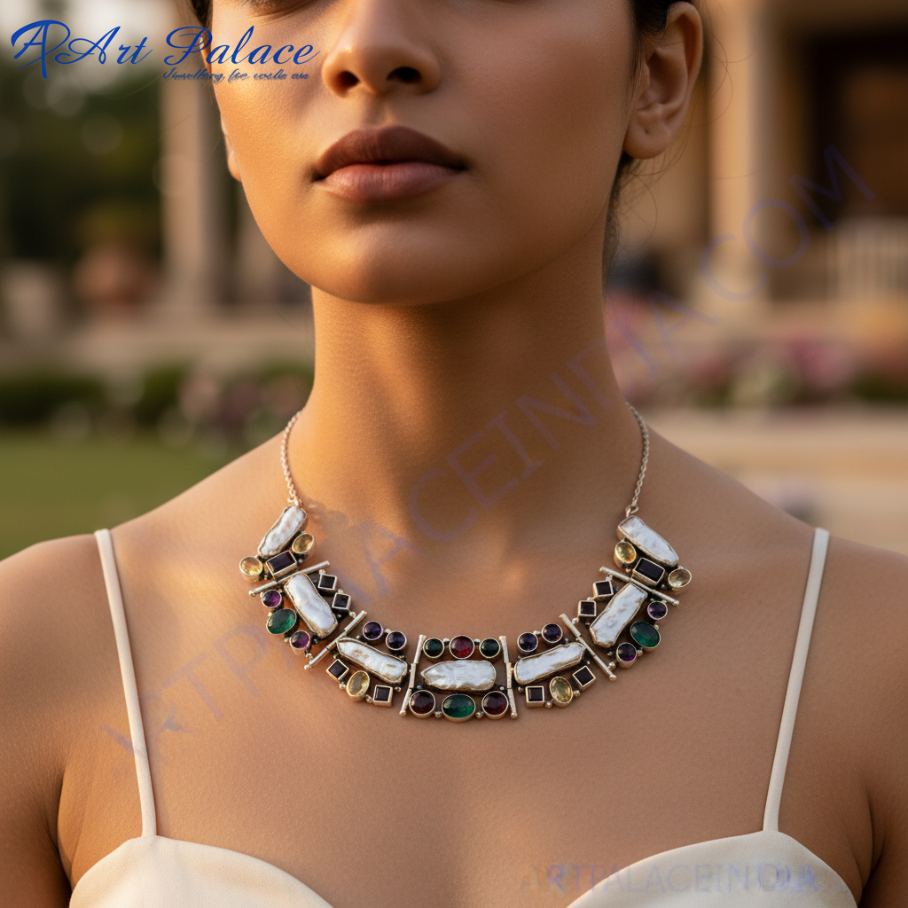 925 Silver Gemstone Necklace for Women | Statement Jewelry
