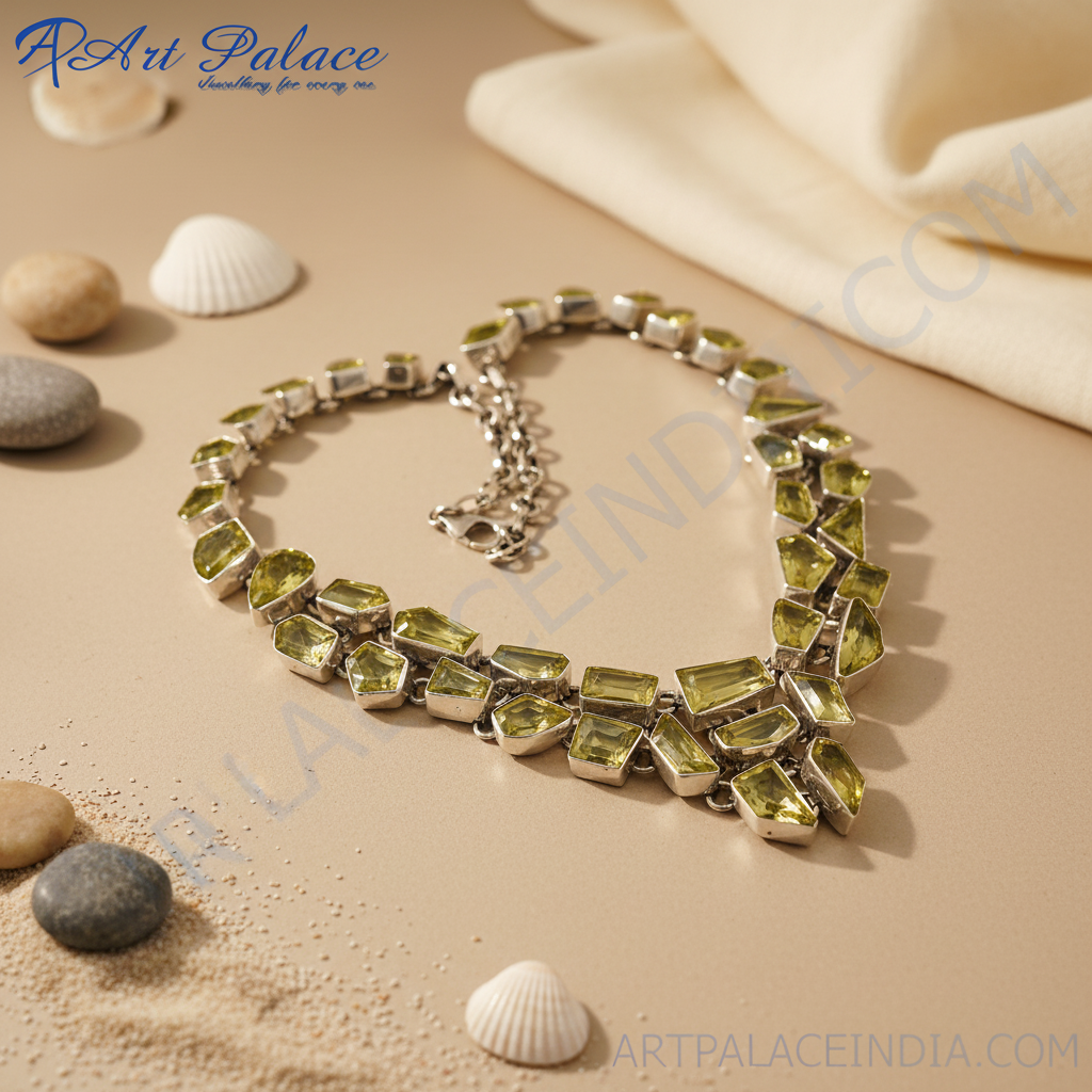 925 Silver Citrine Gemstone Necklace | Statement Jewelry for Women