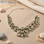Load image into Gallery viewer, Silver Lemon Quartz Statement Necklace | Women&#39;s Fashion Jewelry
