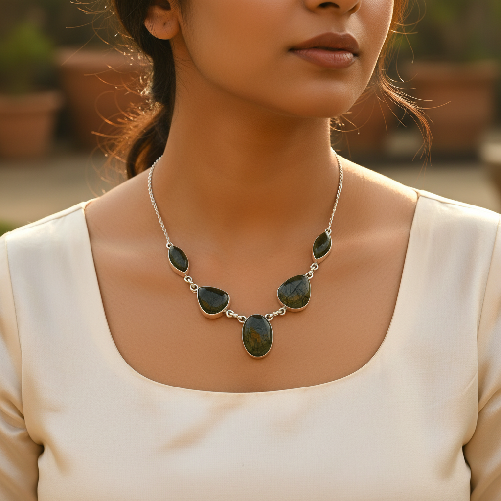 925 Silver Rutilated Quartz Necklace for Women | Gemstone Jewelry