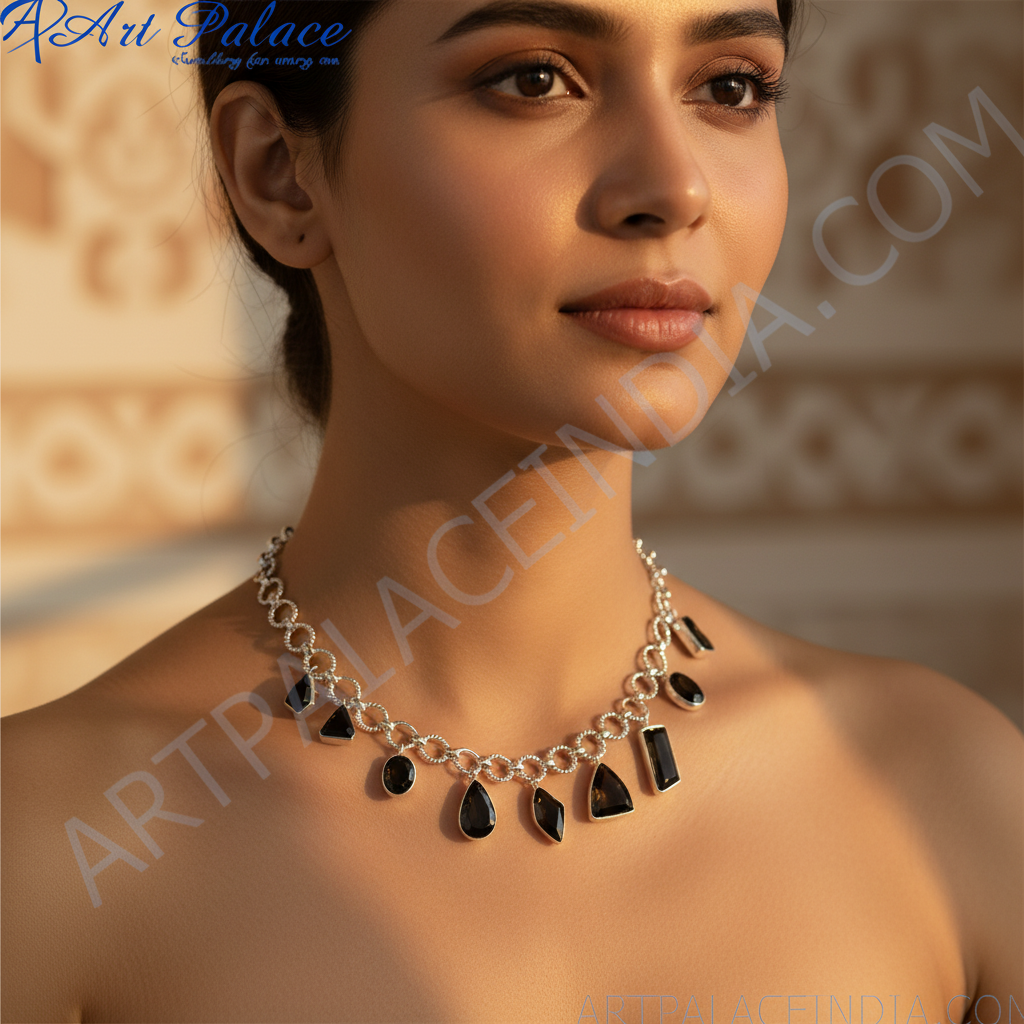 925 Silver Citrine Gemstone Necklace | Women's Fashion Jewelry