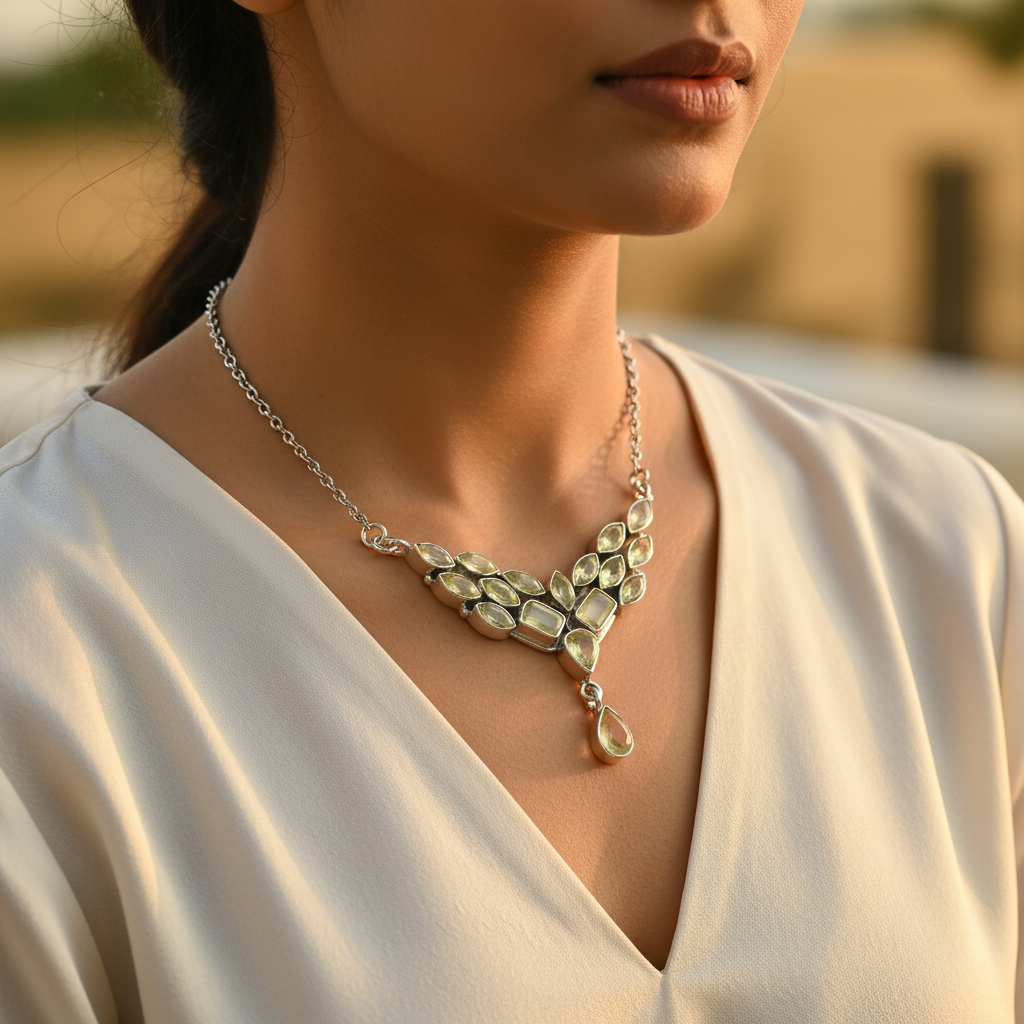 925 Silver Gemstone Necklace for Women | Daily Wear Gift