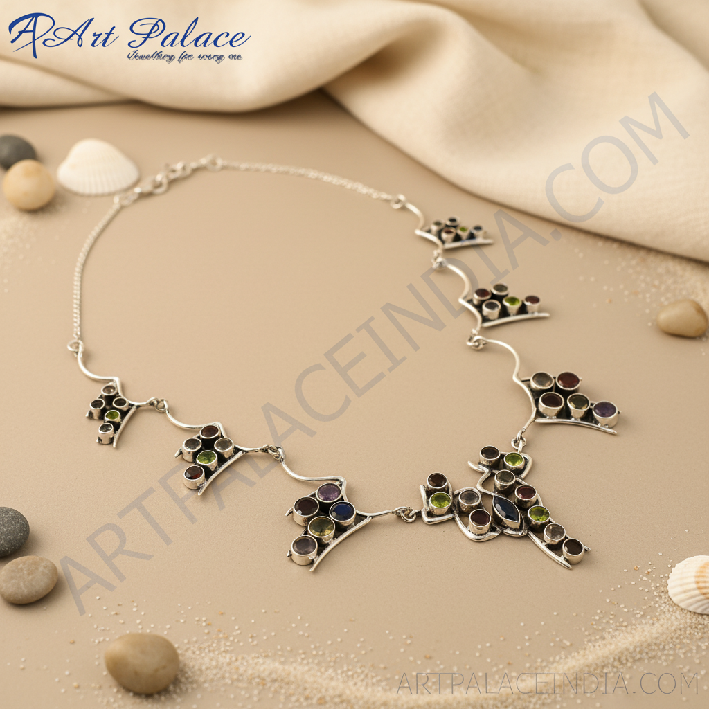 925 Sterling Silver Gemstone Necklace for Women | Statement Jewelry