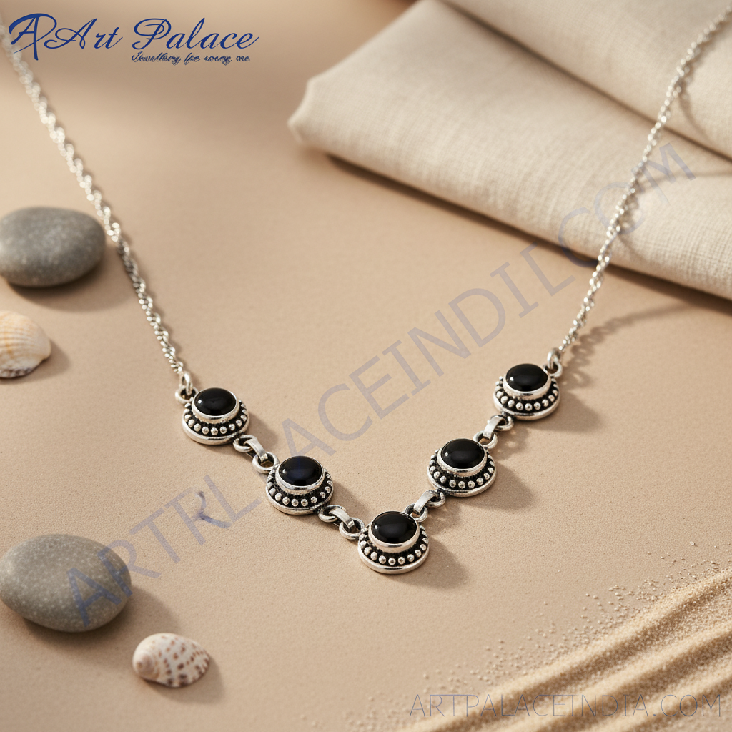 925 Silver Onyx Necklace for Women | Daily Wear Necklace