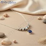 Load image into Gallery viewer, 925 Silver Moonstone &amp; Blue Gemstone Necklace for Women
