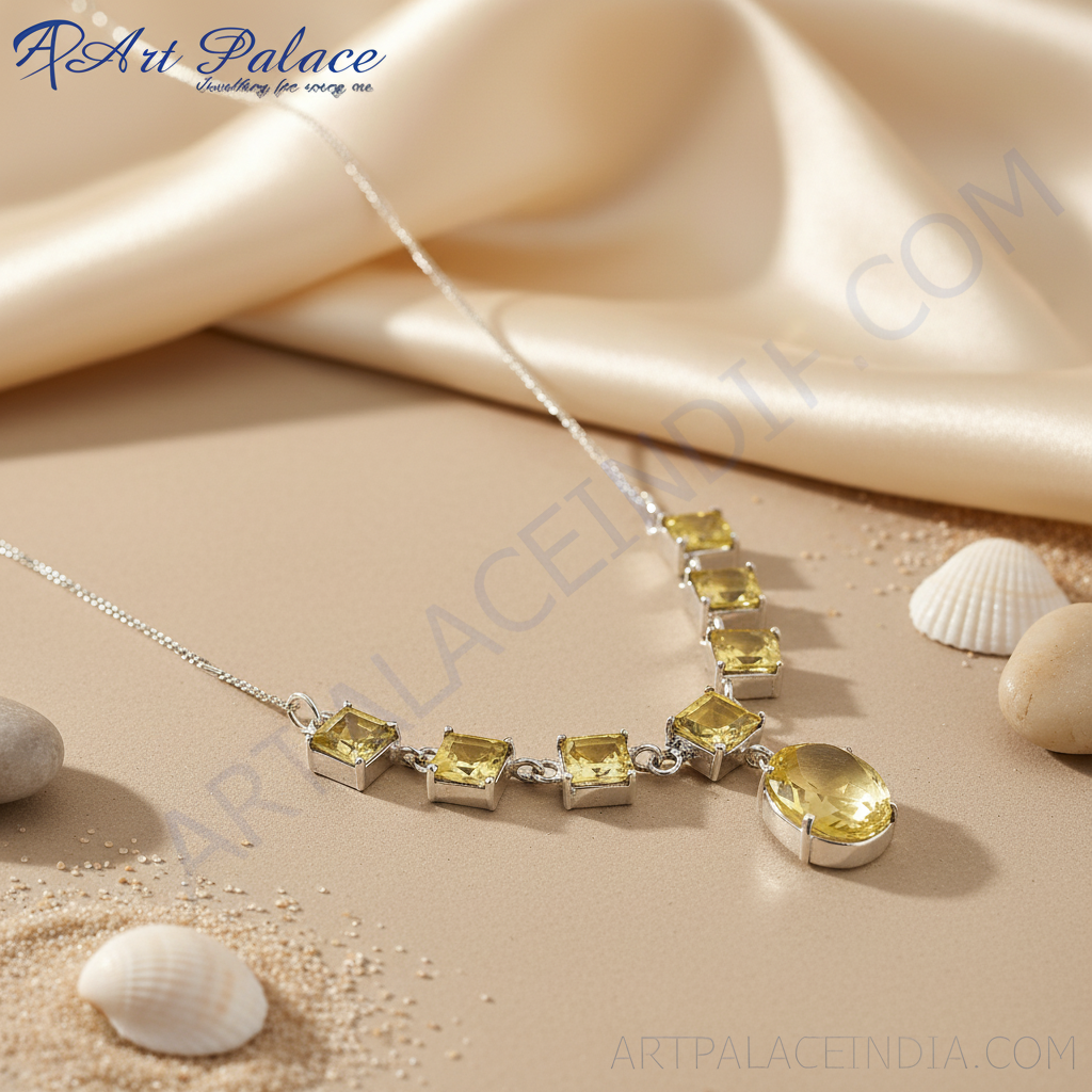 925 silver citrine necklace for women | gemstone jewelry gift