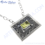 Load image into Gallery viewer, 925 sterling silver citrine pendant necklace with a light yellow gemstone
