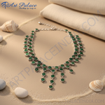 Load image into Gallery viewer, 925 Silver Green Gemstone Necklace for Women | Dangle Jewelry

