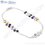 Load image into Gallery viewer, 925 sterling silver station necklace with colorful gemstones for women.
