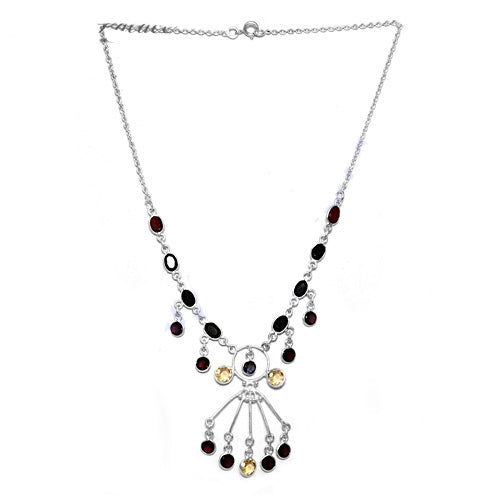 925 silver multi gemstone necklace for women | statement jewelry