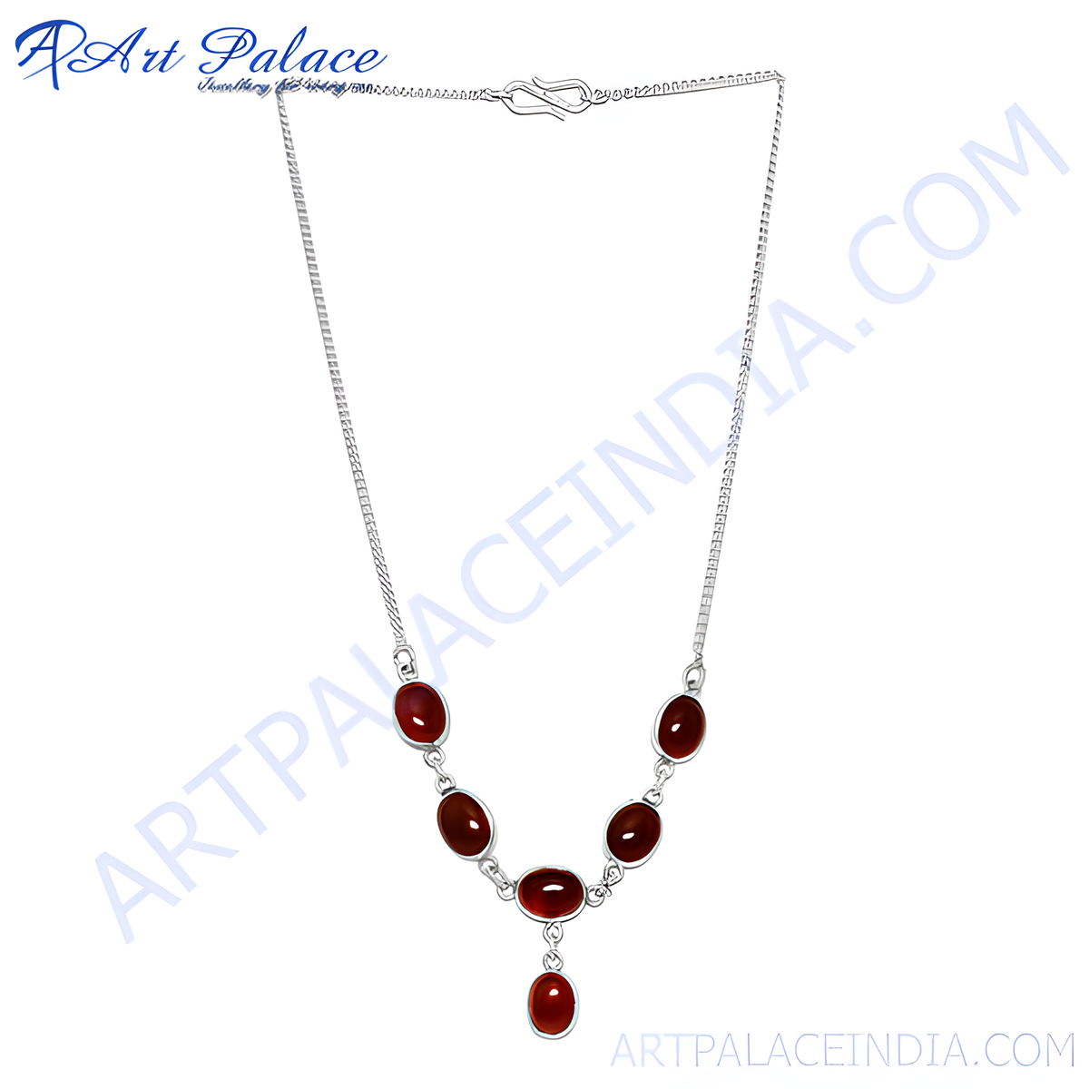 925 sterling silver necklace with oval shaped carnelian gemstones for women