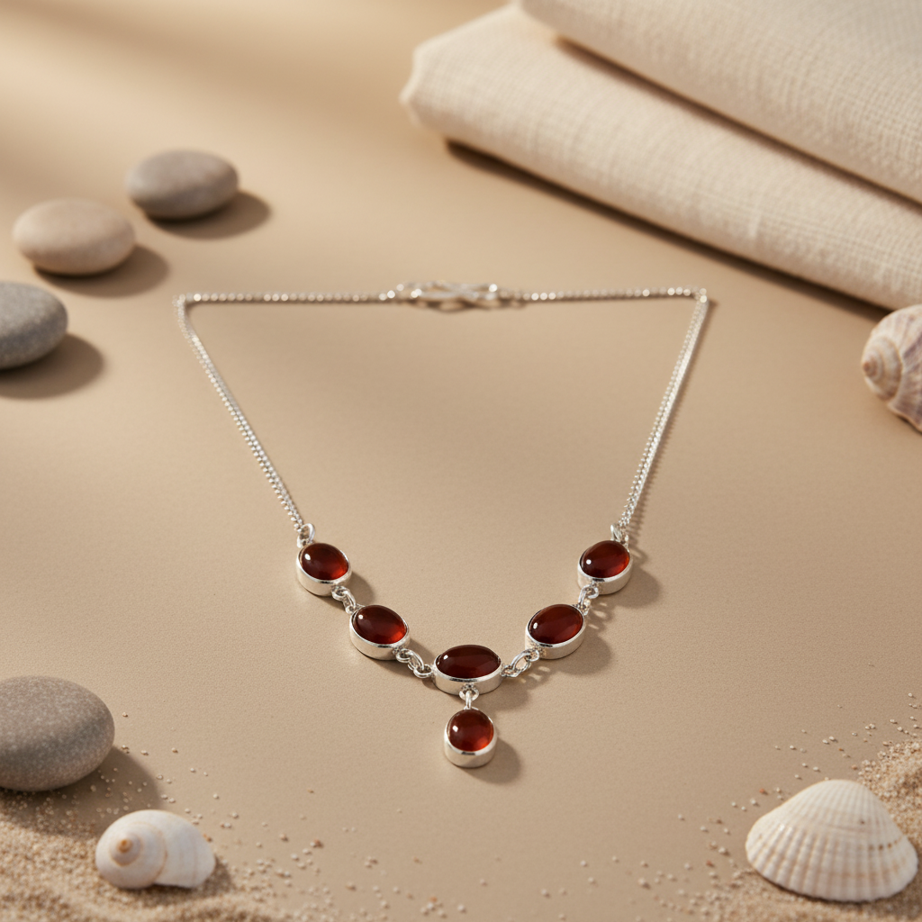 925 Silver Carnelian Necklace for Women | Gemstone Jewelry