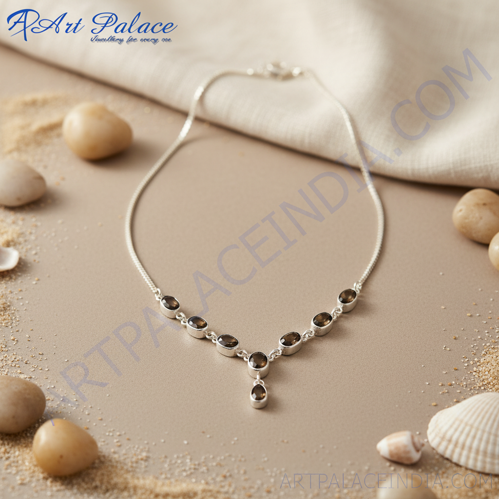 925 Silver Smoky Quartz Necklace for Women | Gemstone Jewelry