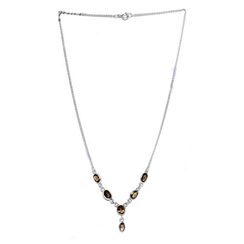 925 Silver Smoky Quartz Necklace for Women | Gemstone Jewelry
