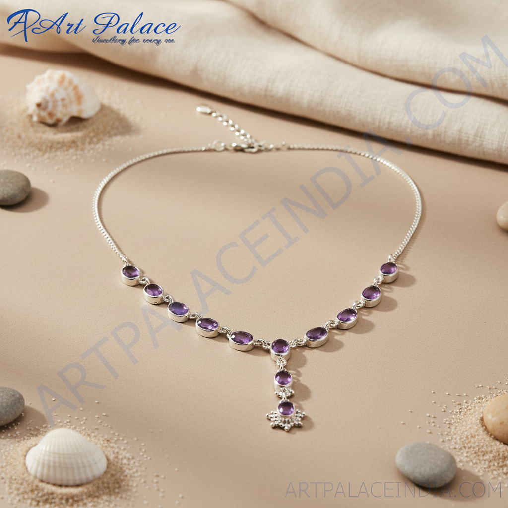 925 silver amethyst necklace for women | gemstone jewelry gift