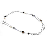 Load image into Gallery viewer, 925 Silver Chain Necklace with Black &amp; Pearl Beads | For Women
