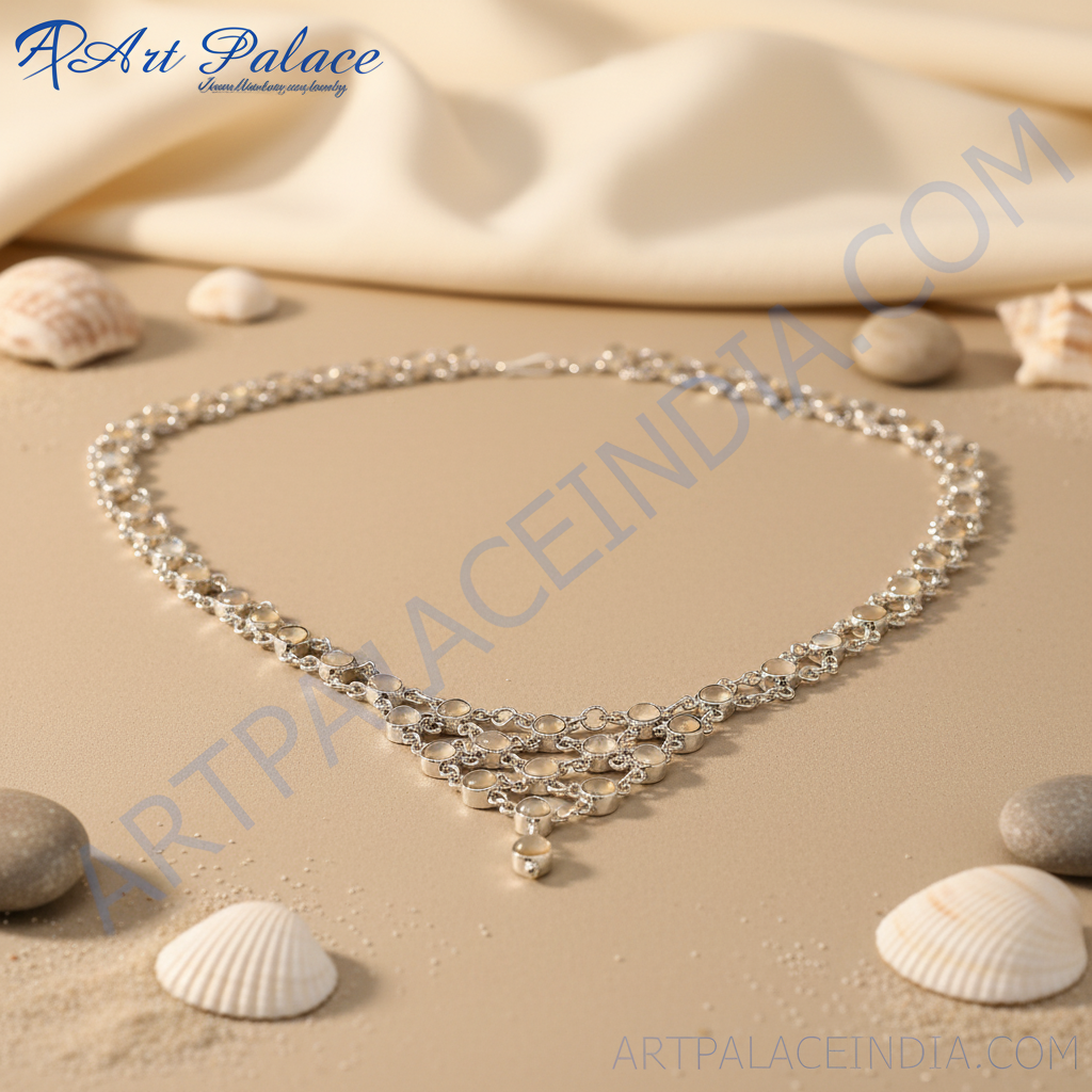 925 silver moonstone necklace for women | statement jewelry