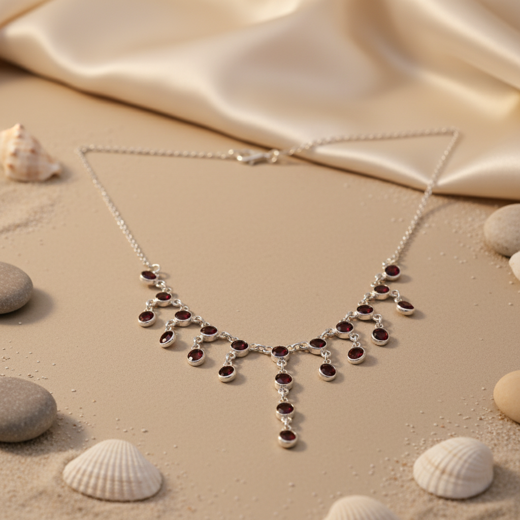 925 Silver Garnet Gemstone Necklace for Women | Gift Jewelry