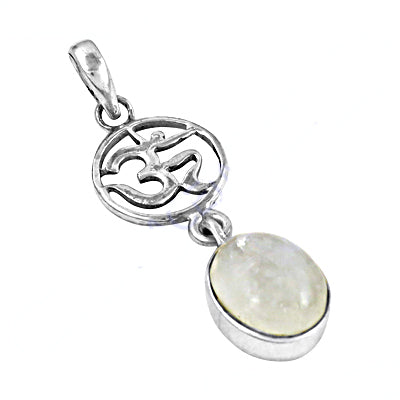 925 silver om moonstone pendant for women | spiritual jewelry