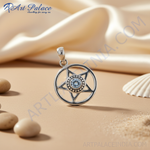 Load image into Gallery viewer, 925 Silver Pentagram Pendant with Gemstone | Witchcraft Jewelry
