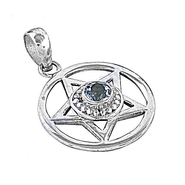 925 Silver Pentagram Pendant with Gemstone | Witchcraft Jewelry