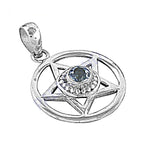 Load image into Gallery viewer, 925 Silver Pentagram Pendant with Gemstone | Witchcraft Jewelry
