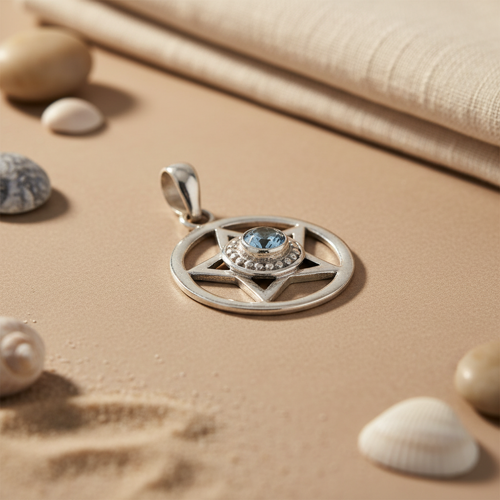 925 Silver Pentagram Pendant with Gemstone | Witchcraft Jewelry